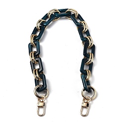 Bleu De Prusse Sangle de chaînes de sac en résine, avec maillon en alliage doré et fermoirs pivotants, pour accessoires de remplacement de sangles de sac, null, 45x2 cm