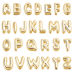 Real 14K Gold Plated 1Bag Rack Plating Brass Pendants, Letter A~Z Charms, Cadmium Free & Lead Free, Long-Lasting Plated, Real 14K Gold Plated, 6~8x3~7x4~5mm, Hole: 2~3mm, 26pcs/bag