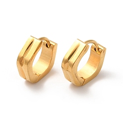 Doré  Placage ionique (ip) 304 boucles d'oreilles créoles en acier inoxydable, polygone, or, 13x4mm