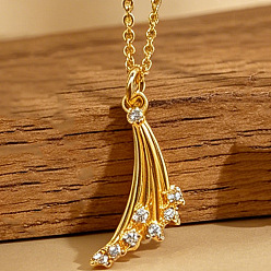 Trompeta Collares con colgante de circonita cúbica pavé de latón con temática musical para mujer, dorado, trompeta, 17.72 pulgada (45 cm), colgante: 20x10 mm
