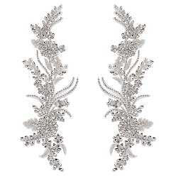 Белый Дым Аксессуары для костюмов с вышивкой из полиэстера и блесток, украшение для шитья стразами, цветок, серый, 330x110x5 мм