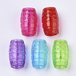 (52) Непрозрачная лаванда Прозрачного акрилового Европейский бисером, окрашенные, бусины с большим отверстием, баррель, разноцветные, 15.5x9.5 мм, Отверстие : 6 мм , около 900 шт / 500 г