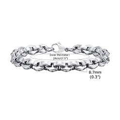 Нержавеющая Сталь Цвет Браслеты-цепочки из нержавеющей стали, устойчивые к потускнению, для мужчин, с карабин-лобстерами , цвет нержавеющей стали, 8-1/4 дюйм (21 см)