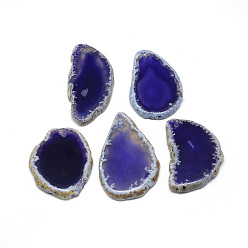 Midnight Blue Natural Brazilian Agate Pendants, Dyed & Heated, Nuggets, Big Pendants, Midnight Blue, 47~59x28~47x4.5mm, Hole: 1.5mm