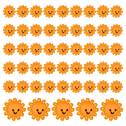 Оранжевый 50шт. нашивки из ткани с компьютерной вышивкой в виде солнца с улыбающимся лицом, наклеить патч, аксессуары для костюма, аппликация, оранжевые, 40 мм