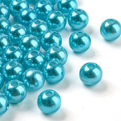 Aquamarine Imitation Pearl Acrylic Beads, Dyed, Round, Aquamarine, 10x9.5mm, Hole: 2.5mm, about 1070pcs/pound