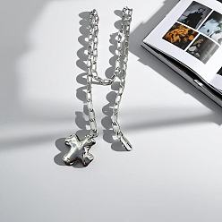 Серебро Ожерелья из сплава с текстурированным крестом и скрепкой, серебряные, 18.11 дюйм (46 см)