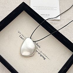 Серебро Кулон в виде геометрических самородков из сплава, регулируемый черный вощеный шнур, длинные цепочки для женщин., серебряные, 40.16 дюйм (102 см)