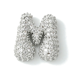 Letter M Подвески из латуни с покрытием из прозрачного кубического циркония, без кадмия и без свинца, долговечный, алфавит, платина, реальный 18 k позолоченный, Буква М, 16x15x5 мм, отверстие : 3x1.8 мм