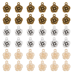 (52) Непрозрачная лаванда 90 шт 3 цвета подвески из сплава в тибетском стиле, выросли прелести, разноцветные, 15.5x12x4 мм, отверстие : 2 мм, 30 шт / цвет