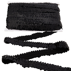 Черный Полиэстеровая отделка пайетками, отделка пайетками из рыбьей чешуи, украшения костюма, плоско-круглые, чёрные, 25~30 мм