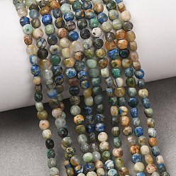 Chrysocolla and Lapis Lazuli Natural Chrysocolla and Lapis Lazuli Beads Strands, Flat Round, Faceted, 3.5~4x2.5mm, about 100~105pcs/strand, 15.55''~15.75''(39.5~40cm)