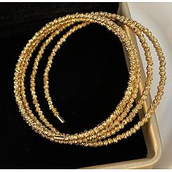 Golden Brass Twisted Flower Beaded Cuff Bangle, Multi Layer Wrap Bangle, Golden, Inner Diameter: 2-1/8 inch(5.45cm)