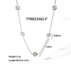 Нержавеющая Сталь Цвет Элегантные 304 ожерелья из нержавеющей стали в виде цепочек-маргариток для женщин, цвет нержавеющей стали, 15.94 дюйм (40.5 см)