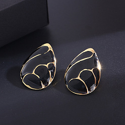 Черный 201 серьги из нержавеющей стали эмаль, слеза, золотые, чёрные, 94x90 мм