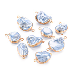 Кремово-белый Гальванические соединители для пресной воды, с золотым железным краем и петлями, самородки, кремово-белые, 23~34x12~19x7.5~13.5 мм, отверстие : 1.8 мм