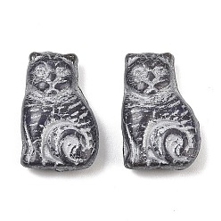Черный Чешские прессованные стеклянные бусины, кошка, чёрные, 18x12.5x5.5 мм, отверстие : 1 мм, около 215 шт / упаковка