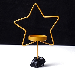 Звезда Металлические подсвечники, с натуральными обисидиановыми подвалами, звезда, 170x70 мм