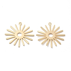 Солнце Латунные подвески, реальный 18 k позолоченный, долговечный, солнце, 27.5x28.5x0.1 мм, отверстие : 1.6 мм