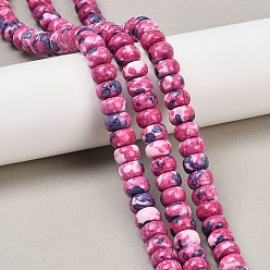 Светло-Вишневый Нити окрашенных синтетических бусин из речного камня, рондель, светло-вишневый, 10x6 мм, отверстие : 1.2 мм, около 62 шт / нитка, 15.63'' (39.7 см)