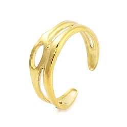 Oval Открытые манжеты из нержавеющей стали из натуральной 18k позолоченной 304 для женщин, овальные, 3~6.8 мм, внутренний диаметр: регулируемый