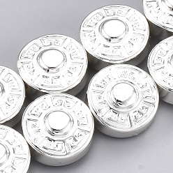 Silver Plated Electroplate Non-magnetic Synthetic Hematite Beads Strands, Flat Round, Silver Plated, 8x4mm, Hole: 1mm, about 50pcs/strand, 15.7 inch