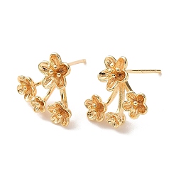 Настоящее золото 18K Изделия из латуни, цветок, с петлей, реальный 18 k позолоченный, 13x14 мм, отверстие : 0.9 мм, штифты : 0.7 мм