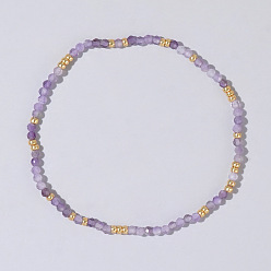 Аметист Эластичные браслеты из натуральных аметистовых бусин, Украшения из стеклянного бисера для женщин, круглые