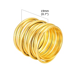 Настоящее золото 18K Многослойные кольца на палец из нержавеющей стали, широкое кольцо для женщин, реальный 18 k позолоченный, размер США 8 (18.1 мм)