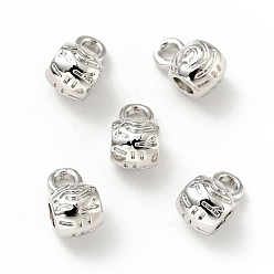 Платина Поручни из латунной трубы с покрытием стойки, бочкообразные бусины под залог, без кадмия и без свинца, долговечный, платина, 9x5.5x6 мм, отверстие : 2 мм, внутренний диаметр: 2.4 мм