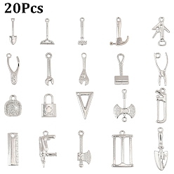 Платина 20шт 20 подвески из сплава с гальванопокрытием, без кадмия, без никеля и без свинца, разнообразные, платина, 14~31x6~16x1.5~3.5 мм, отверстие: 1.8~ 5x1.8~3 мм, 1 шт / стиль