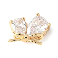 Настоящее золото 18K Подвески из прозрачного кубического циркония в форме капли с микропаве из латуни, без кадмия, без никеля и без свинца, бабочки прелести, реальный 18 k позолоченный, 11x16x5 мм, отверстие : 1.8 мм