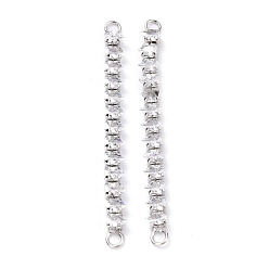 Платинированный Латунные прозрачные коннекторы из кубического циркония, долговечный, прямоугольные, Реальная платина, 58x3.5~5x3 мм, отверстие : 2.5 мм