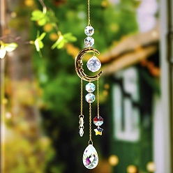 Teardrop Металлические подвесные украшения в виде луны, стеклянные кисточки для украшения дома и сада, слеза, 350 мм