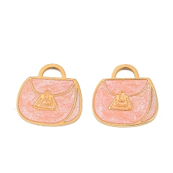 Настоящее золото 18K 304 нержавеющей стальной эмали подвески, прелести мешков, с блеском порошок, реальный 18 k позолоченный, 14.5x15x1.3 мм, отверстие : 2.5x4 мм