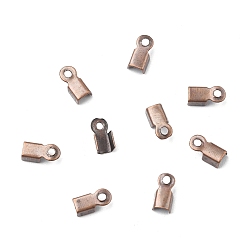 Cuivre Rouge Pliage de fer embouts à écraser, replier les extrémités du cordon à sertir, cuivre rouge, 6x3x2.3mm, Trou: 1.2mm, environ 10000 pcs / sachet 
