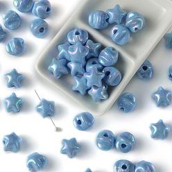 Светло-Голубой УФ-покрытие радужная непрозрачная смоляная бисеринка, звезда, Небесно-голубой, 15x14 мм