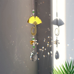 Leaf Crystal Suncatcher, with Metal Findings, for Home, Garden Decor, Leaf, 150mm
