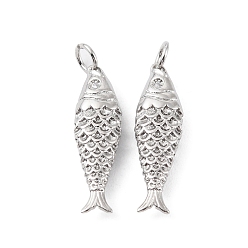 Платина Стойки обшивки латунные подвески, без кадмия и без свинца, долговечный, с целью перехода в кольце, очарование рыбы, платина, 25.5x7x4 мм, отверстие : 3.2 мм