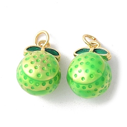 Оранжевый Латунь эмаль подвески, с целью перехода в кольце, долговечный, без кадмия и без свинца, стойки покрытие, реальный 18 k позолоченный, фруктовое очарование, оранжевые, 16x12x11 мм, отверстие : 3.5 мм