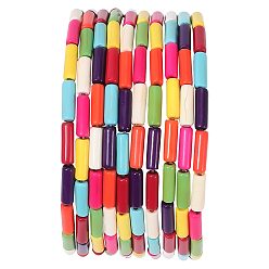 Couleur Mélangete 6 brins de perles turquoise synthétiques, teint, colonne, couleur mixte, 13x4mm, Trou: 1mm, Environ 32 pcs/chapelet, 16 pouce