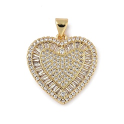 Прозрачный Латунные микро проложить кубического циркония подвески, сердце, долговечный, стойки покрытие, реальный 18 k позолоченный, прозрачные, 22x21x2.5 мм, отверстие : 4x3.5 мм