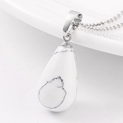 Говлит Подвески из синтетического говлита из латуни платинового тона в форме слезы, 24~26x13 мм, отверстие : 5x8 мм