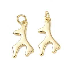 Real 18K Gold Plated Brass Pendants, Deer Antler Charms, Cadmium Free & Lead Free, Rack Plating, Long-Lasting Plated, Real 18K Gold Plated, 19.5x10.5x1.5mm, Hole: 3.5mm