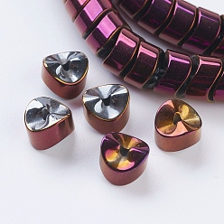 Purple Plated PVD Vacuum Plating Electroplate Non-magnetic Synthetic Hematite Beads Strands, Grade A, Triangle, Purple Plated, 8x8x5mm, Hole: 1mm, about 98pcs/strand, 15.9 inch(40.5cm)
