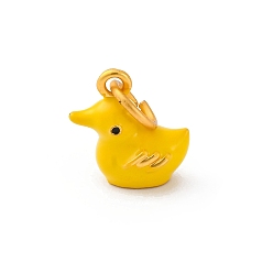 Утка Подвески из эмали и сплава, с целью перехода в кольце, золотые, утка, 13.5x12.5x7.5 мм, отверстие : 5.5 мм