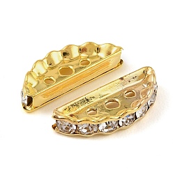 Золотой Латунные хрустальные стразы, разделительные планки, полукруглый, 3-луночное, золотые, 19x3.5x7.5 мм, отверстие : 1.3 мм