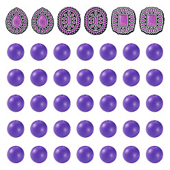 Pourpre 56 pcs 4 styles perles de silicone, Perles d'espacement en caoutchouc pour la fabrication de bijoux et porte-clés., formes mixtes, pourpre, 15mm, 50 pcs