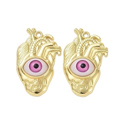 Light Gold Rack Plating Alloy Acrylic Pendants, Hamsa Hand, Light Gold, 37.5x24x7mm, Hole: 2mm