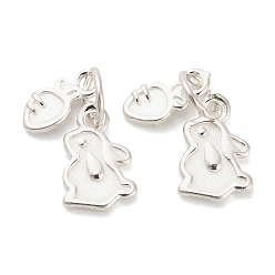 Серебро Пасха 925 подвески из стерлингового серебра в виде кролика и морковки, с перемычками и 925 штампом, серебряные, 9~10.5x4~7x1.5~2 мм, отверстие : 3.5 мм